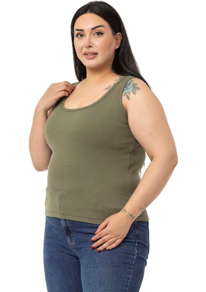 Büyük Beden Askılı Fitilli Kaşkorse Haki Body fırsatları