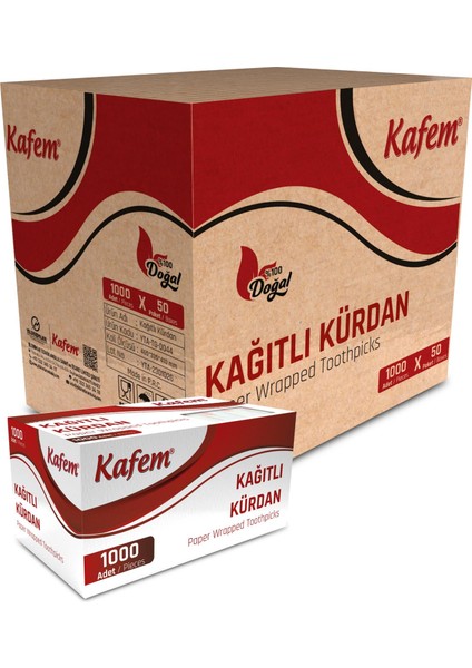 Kağıtlı Kürdan 1000 Li x 50 Paket - Kafem (Koli)