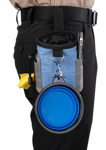 Kase Stili ile Mavi Mükemmel Elıte Spanker Pet Köpek Maması Torbası Besleme Çantası Açık Taşınabilir Aperatif Çanta Evcil Hayvanlar Bel Cep Taşınabilir Içme Kase ile (Yurt Dışından)