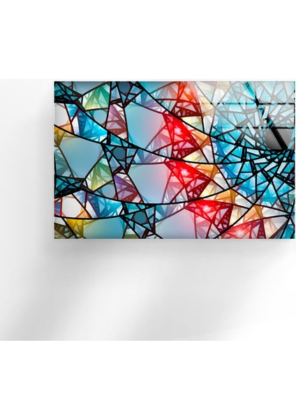 Renkli Mozaik Temperli Cam Duvar Tablosu