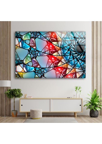 Renkli Mozaik Temperli Cam Duvar Tablosu modelleri