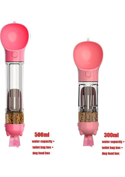 4'ü 1 Arada Pembe Tarzı 550ML Küçük Büyük Köpekler Için Taşınabilir Pet Su Şişesi Seyahat Yavru Kedi Içme Kabı Açık Malzemeleri Suministros Para Perros (Yurt Dışından)