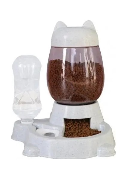 Gri Tarzı Pet Otomatik Içme Çeşmesi Çift Kullanımlı Yemek Kase Su Şişesi Köpek Kedi Besleyici (Yurt Dışından)
