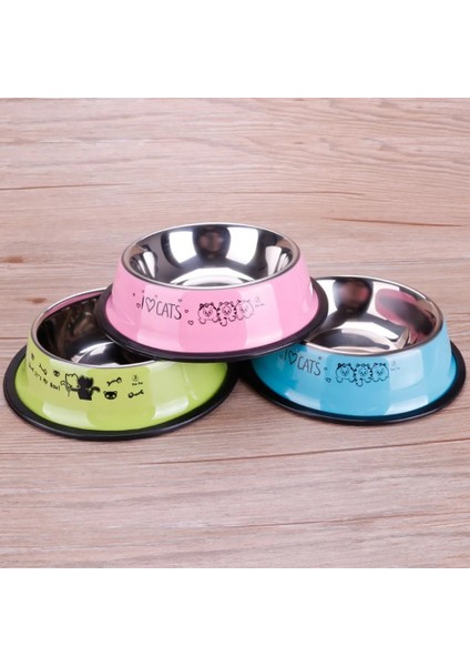 Yeşil Stil Güzel Pet 3 Renk Paslanmaz Çelik Köpek Kase Gıda Su Içecek Yemekleri Kedi Yavrusu Köpek Için Besleyici (Yurt Dışından) fırsatları