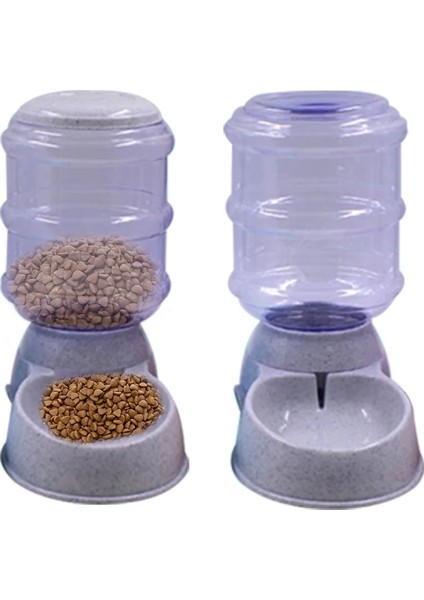 Gri Tarzı Içme Suyu Otomatik Pet Su Gıda Dispenseri 3.8l Büyük Kapasiteli Kendinden Dağıtımlı Yerçekimi Pet Besleyici Waterer Köpek Besleme Kabı Içecek Suyu (Yurt Dışından)