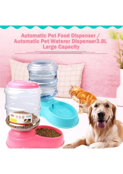 Gri Tarzı Içme Suyu Otomatik Pet Su Gıda Dispenseri 3.8l Büyük Kapasiteli Kendinden Dağıtımlı Yerçekimi Pet Besleyici Waterer Köpek Besleme Kabı Içecek Suyu (Yurt Dışından) indirimleri