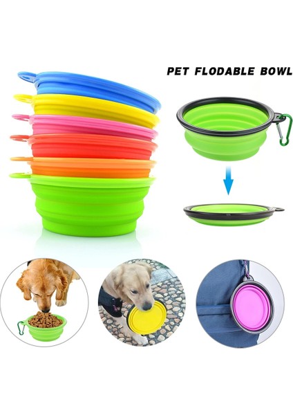 Yeşil Stil 350ML 1 Adet Katlanabilir Köpek Seyahat Kase Taşınabilir Silikon Pet Köpekler Seyahat Kamp Yürüyüş Için Kaseler Açık Besleme Pet Katlanır Çanak Kase (Yurt Dışından)