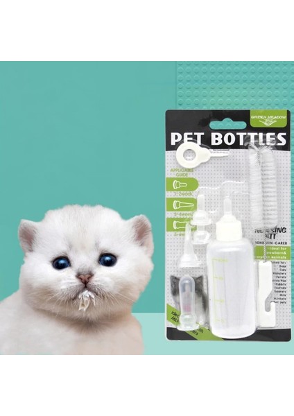 1 Takım Yavru Yavru Biberon Seti Pet Köpek Kedi Bady Hemşirelik Su Süt Besleyici Temizleme Fırçası ile Yenidoğan Kedi Içme Şişesi (Yurt Dışından)