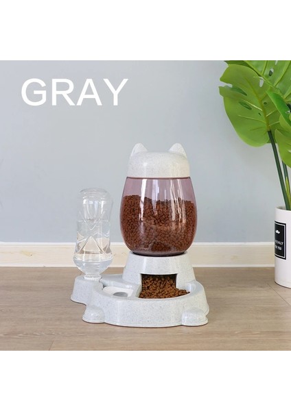 Gri Tarzı 2 L Otomatik Pet Köpek Kedi Besleyici Kase Köpekler Için Içme Suyu 528ML Şişe Yavru Kedi Kaseleri Köpek Maması Besleme Kabı (Yurt Dışından)
