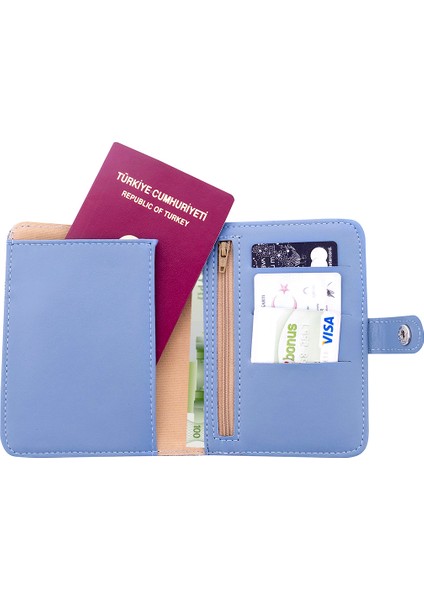 Simli Bölmeli Pasaport Kılıfı Pasaportluk Cüzdan