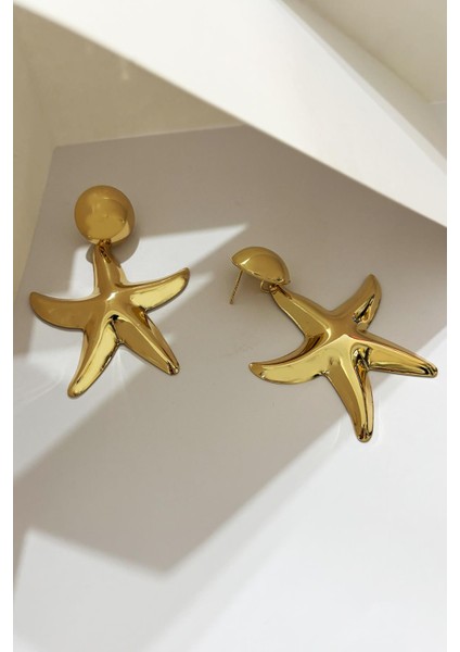 Deniz Yıldızı Sallantılı Gold Kadın Küpe modelleri