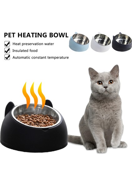 Siyah Stil Isı Pet Kase Sıcaklık-Kontrollü Köpek Su Sebili Yavru Kedi Ect Için Paslanmaz Çelik Pet Besleyici Çanak (Yurt Dışından)
