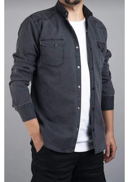 3A Moda Yxcslim Fit Erkek Kot Gömlek