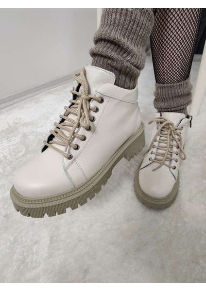 Daple Gerçek Deri Bilek Boy Kısa Bot(Ary B3) - Bej - 38 indirimleri