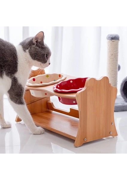 Tek Kase Sarı Stil Seramik Yükseltilmiş Ahşap Standlı Kedi Kase Dökülme Yok Pet Maması Su Besleyici Kediler Küçük Köpekler En Çok Satan Pet Malzemeleri (Yurt Dışından) fiyatları