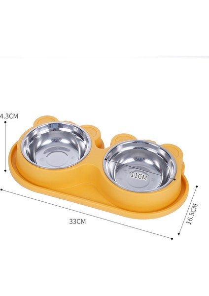 Sarı S Tarzı Çift Pet Kaseler Köpek Maması Su Besleyici Paslanmaz Çelik Pet Içme Bulaşık Besleyici Kedi Yavrusu Besleme Malzemeleri Küçük Köpek Aksesuarları (Yurt Dışından)