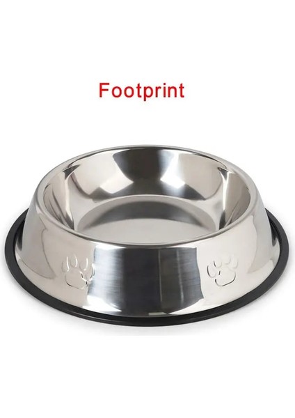 Ayak Izi Stili 26CM Kaymaz Kedi Yavrusu Köpek Pet Kase Kaymaz Paslanmaz Çelik Kaseler Bulaşık Seyahat Su Tabağı Gıda Yemi (Yurt Dışından)