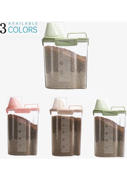 Bej Tarzı 2.5l Pet Köpek Maması Saklama Kabı 2.5l Kuru Kedi Maması Kutusu Nem Geçirmez Mühürlü Ölçme Fincan Kedi Kumu Ürünleri Comedero Perro (Yurt Dışından) modelleri