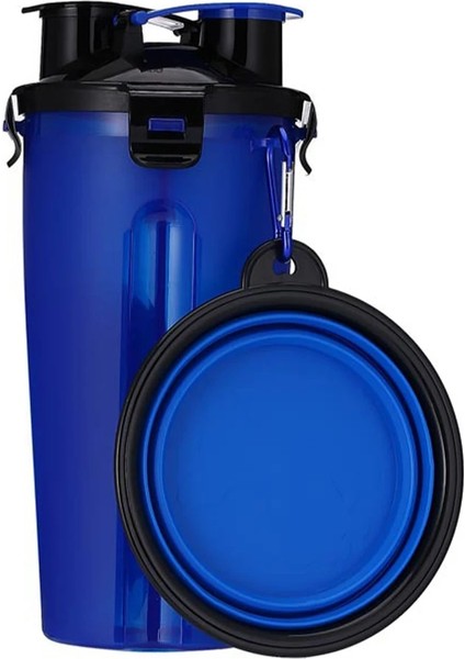 Mavi Şişe Kase Stili Seyahat Katlanır Silikon Kase Köpek Kedi Maması Su Besleyici Fincan 2 In 1 Pet Su Şişesi Dağıtıcı Köpek Kedi Içme (Yurt Dışından)