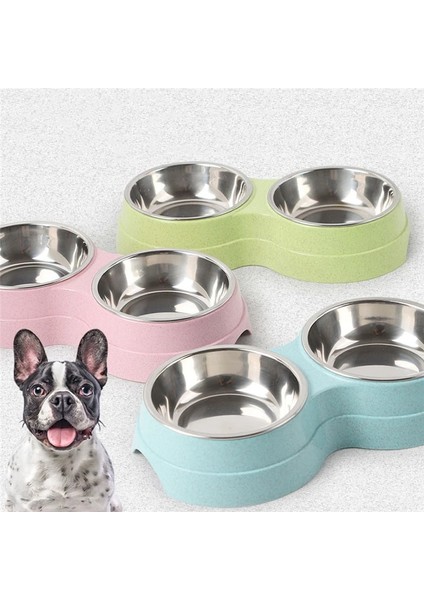 Yeşil Stil 2020 Yeni Evcil Hayvan Kasesi Çok Amaçlı Ev Buğday Samanı Çift Kaplar Küçük Kediler Köpekler Için Besleyiciler Aksesuarları (Yurt Dışından) fiyatları