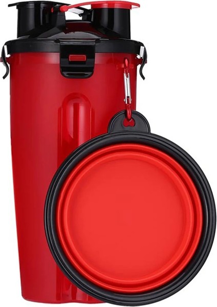 Kırmızı Şişe Kase Tarzı Seyahat Katlanır Silikon Kase Köpek Kedi Maması Su Besleyici Fincan 2 In 1 Pet Su Şişesi Dağıtıcı Köpek Kedi Içme (Yurt Dışından)