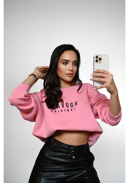 Kadın Yazı Baskılı Bisiklet Yaka Sweatshirt 1617-24 fiyatları