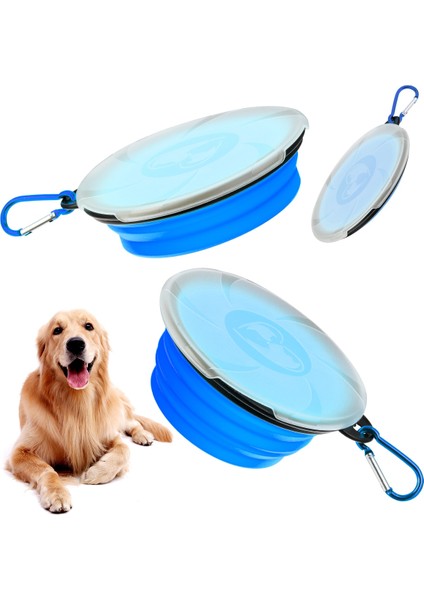 Mavi - 4 Stil 12.8x5.5cm L Büyük Katlanabilir Köpek Pet Katlanır Silikon Kase Açık Seyahat Taşınabilir Köpek Mama Kabı Besleyici Çanak Kase (Yurt Dışından)