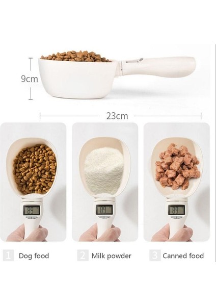 Beyaz Stil 800GG Pet Gıda Ölçekli Bardak Köpek Kedi Besleme Kase Mutfak Baskül Kaşık Ölçme Kepçe Bardak Taşınabilir LED Ekran ile (Yurt Dışından)