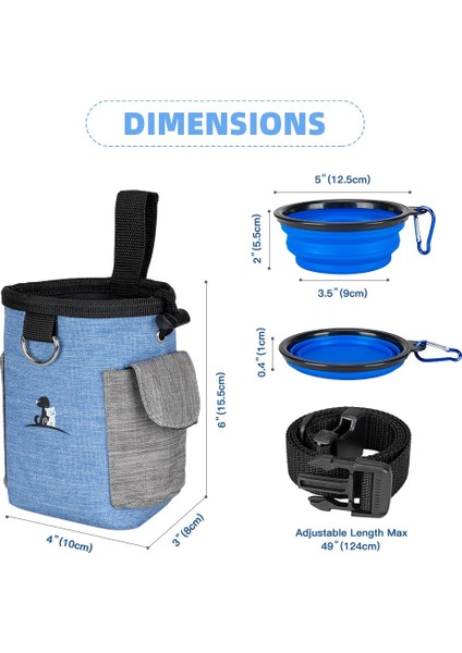 Mavi Stil Mükemmel Elıte Spanker Pet Köpek Maması Torbası Besleme Çantası Açık Taşınabilir Aperatif Çanta Evcil Hayvanlar Bel Cep Taşınabilir Içme Kase ile (Yurt Dışından) modelleri