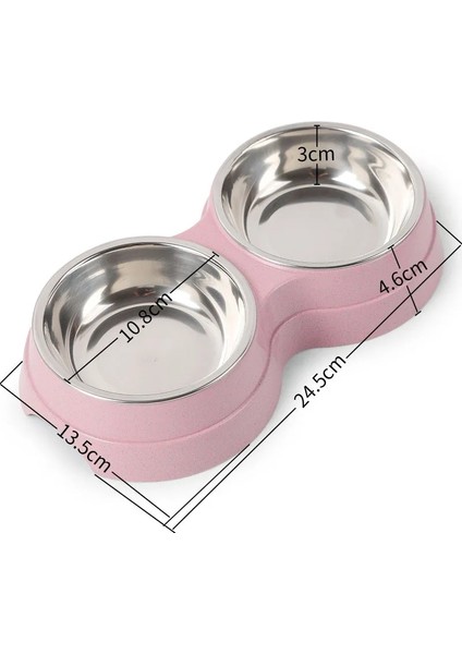 B Tarzı Çift Pet Kaseler Köpek Maması Su Besleyici Paslanmaz Çelik Pet Içme Bulaşık Besleyici Kedi Yavrusu Besleme Malzemeleri Küçük Köpek Aksesuarları (Yurt Dışından)