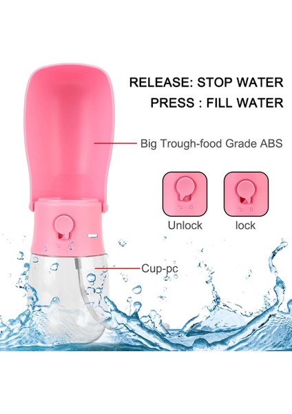 Pembe Tarzı 280 ml Oz Köpek Su Sebili Besleyici Katlanabilir Karbon Filtre Kabak Şişe Kase Tiryakisi Pet Açık Yürüyüş Seyahat Içecek Bardağı (Yurt Dışından) fiyatları