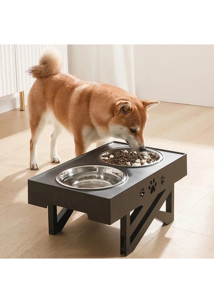 Çift Kedi Kaseleri Stili Yükseltilmiş Pet Kase Paslanmaz Çelik Çift Kaseler Stand Kaymaz Dökülmez Köpek Akıllı Yükseklik Büyük Köpeklere Servikal Korumayı Ayarlıyor (Yurt Dışından) fırsatları