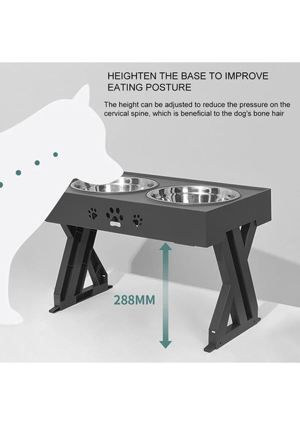 Çift Kedi Kaseleri Stili Yükseltilmiş Pet Kase Paslanmaz Çelik Çift Kaseler Stand Kaymaz Dökülmez Köpek Akıllı Yükseklik Büyük Köpeklere Servikal Korumayı Ayarlıyor (Yurt Dışından) indirimleri