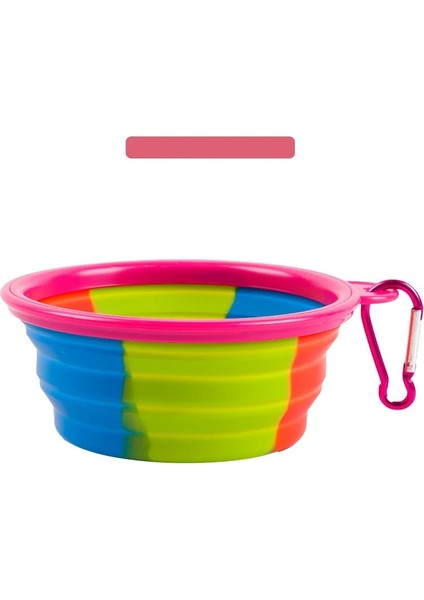 Pembe Çerçeve Stili 1000ML 350ML Küçük L Büyük Silikon Katlanır Kase Açık Taşınabilir Su Kasesi Köpekler Için Köpek Maması Katlanabilir Pet Besleyici Çanak Kase (Yurt Dışından)