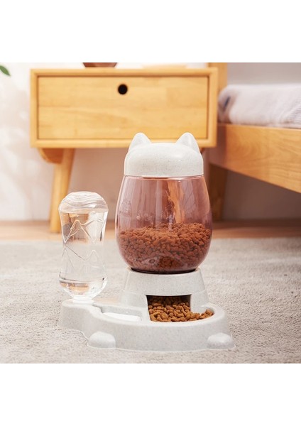 Gri Stil 2.2l Pet Köpek Kedi Besleyici Köpekler Için Otomatik Kase Içme Suyu 528ML Şişe Yavru Kedi Kaseler Yavaş Gıda Besleme Konteyner Malzemeleri (Yurt Dışından)