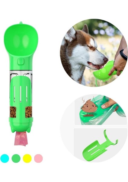 Longbangdian Shop 4'ü 1 Arada Yeşil Stil 550ML Küçük Büyük Köpekler Için Taşınabilir Pet Su Şişesi Seyahat Yavru Kedi Içme Kabı Açık Malzemeleri Suministros Para Perros (Yurt Dışından)