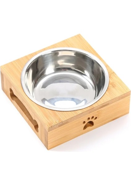 C-Tek Kase-L Stili Orta ve Büyük Köpekler Için Uygun Kase Paslanmaz Çelik Çift Kase Ayarlanabilir Bambu Çerçeve, Servikal Omurgayı Korumak Için Pet Besleyici (Yurt Dışından)