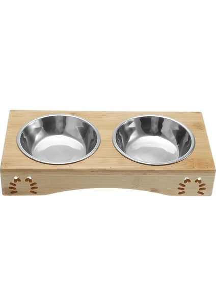 Çift Stil S Beden Paslanmaz Çelik Dayanıklı Çift Pet Kaseler Bulaşık Köpek Kedi Standı Besleyici Kaymaz Gıda Su Kasesi (Yurt Dışından)