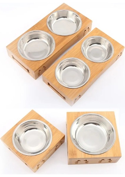 Çift Stil S Beden Paslanmaz Çelik Dayanıklı Çift Pet Kaseler Bulaşık Köpek Kedi Standı Besleyici Kaymaz Gıda Su Kasesi (Yurt Dışından) modelleri
