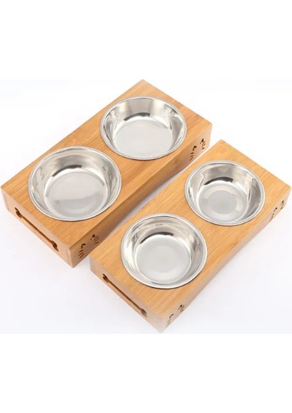 Çift Stil S Beden Paslanmaz Çelik Dayanıklı Çift Pet Kaseler Bulaşık Köpek Kedi Standı Besleyici Kaymaz Gıda Su Kasesi (Yurt Dışından) fırsatları