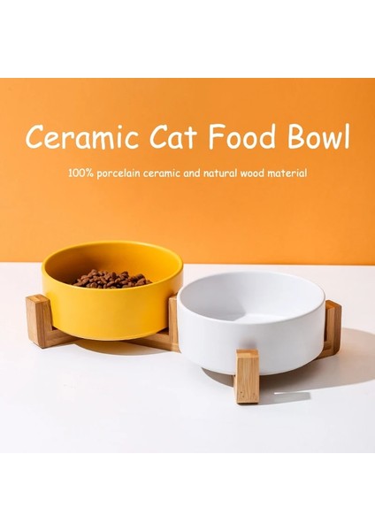 Stand Tarzı Beyaz M - 850ML Seramik Köpek Kase Kedi Maması Ahşap Standlı Su Kaseleri Dökülme Yok Köpekler Için Büyük Besleyici Tabak Kediler Besleme Yavrusu Kaseler Pet Malzemeleri (Yurt Dışından) modelleri