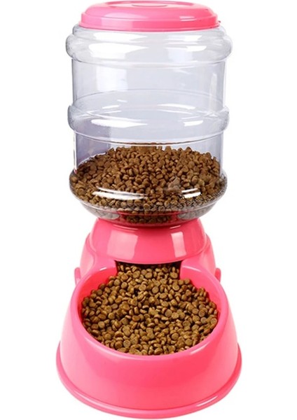 Pembe Gıda Dispenseri Stili Otomatik Pet Su Gıda Dispenseri 3.8l Büyük Kapasiteli Kendinden Dağıtımlı Yerçekimi Pet Besleyici Waterer Köpek Besleme Kabı Içecek Suyu (Yurt Dışından)