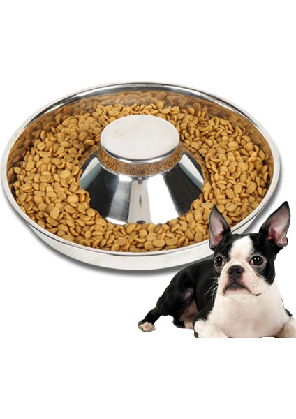 Paslanmaz Çelik Tarzı 34CM Büyük Kapasiteli Kedi Köpek Kase Besleyici Paslanmaz Çelik Yavaş Besleyici Pet Kaseler Küçük Büyük Köpekler Için Açık Eğitim Gıda Konteyner (Yurt Dışından) modelleri