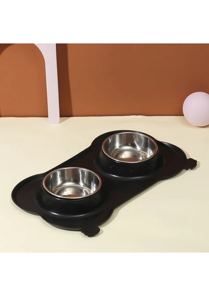 Kırmızı Stil Nemli Yerleşimler Silikon Mat ile Çift Köpek Kase Dayanıklı Paslanmaz Çelik Su Gıda Besleyici Köpekler Kediler Için Pet Besleme Içme Kaseler (Yurt Dışından) fırsatları