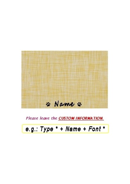 Sarı Stil 30 cm x 45 cm Kişiselleştirilmiş Pet Mat Köpek Besleme Pedi Kase Düz Renk Mat Özel Ad Baskı Su Gıda Paspasları Kedi Içme Besleme Placemat Için (Yurt Dışından)