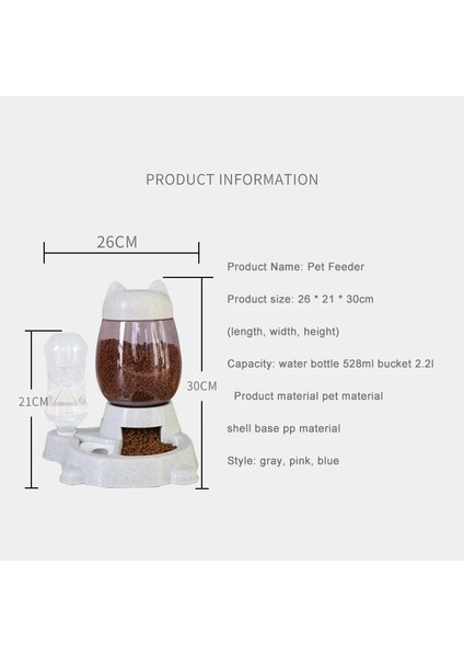 Pembe Tarzı 2.2l Pet Köpek Kedi Besleyici Köpekler Için Otomatik Kase Içme Suyu 528ML Şişe Yavru Kedi Kaseler Yavaş Gıda Besleme Konteyner Malzemeleri (Yurt Dışından) fırsatları