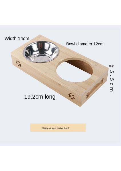 Çift Kase Stili Logo Renk Bambu Paslanmaz Çelik Pet Çift Kase Ahşap Hollow Anti-Vurma Koruması Servikal Kedi Kase Raf Pet Kase Köpek Kase (Yurt Dışından)
