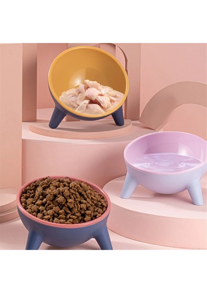 Pembe Tarzı Yükseltilmiş Eğik Yüksek Kase Pet Kedi Köpek Maması Su Tabağı Geri Akışı Önleme Besleme Dağıtıcı Konteyner Pet Konfor Besleme Kabı (Yurt Dışından)