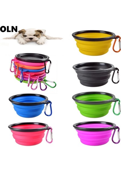 F Stili KALIBRE13CM350ML Pet Silika Jel Kase Köpek Kedi Katlanabilir Silikon Dow Kase Şeker Renk Açık Seyahat Taşınabilir Köpek Mama Kabı Besleyici Bulaşık (Yurt Dışından)