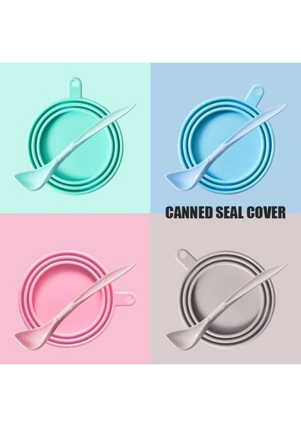No.1 Tarzı Pet Kutular Evrensel Silikon Mühürlü Kapak Yeniden Kullanılabilir Taze Tutmak Kapak Besleme Kaşığı Set Konserve Kaşık Konserve Açacağı Köpek Kedi Islak Mama (Yurt Dışından)